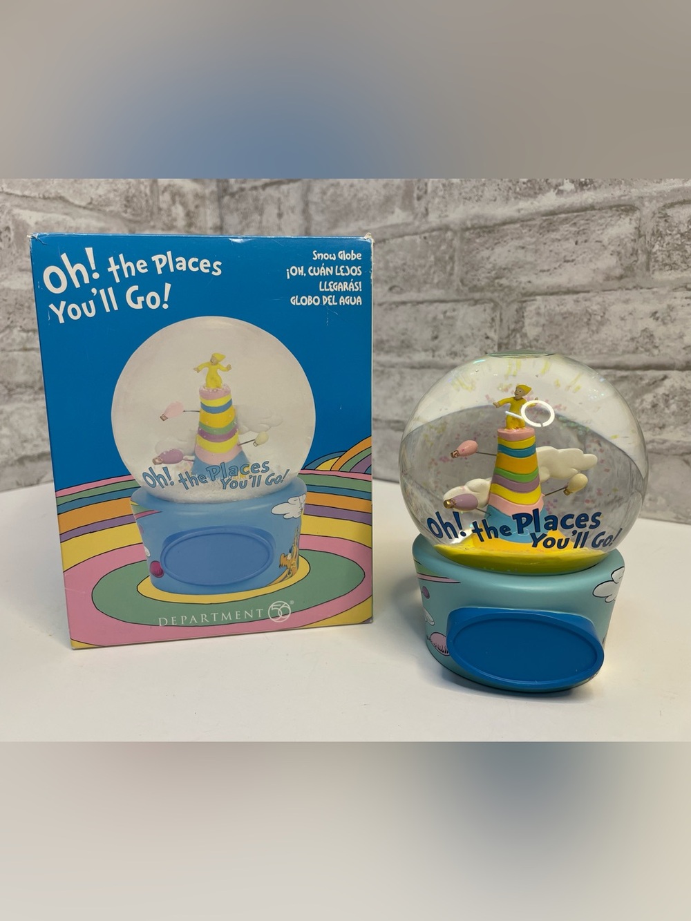Dr. Seuss Oh The Places You'll Go Water Globe Department 56 NIB NWT Name Plate